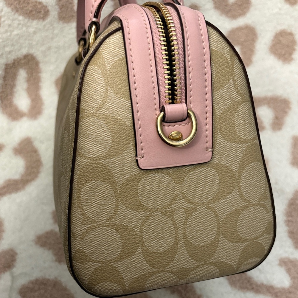 Coach Pink and Tan Rowan Satchel Bag - Picture 6 of 9